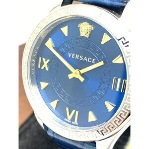 Versace Wome'ns Watch VE2S00122 Hellenyium Swiss Quartz Blue Dial Leathe…